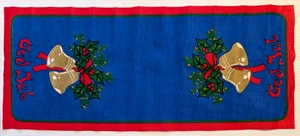 Vintage Swedish Scandinavian Christmas Bells Table Runner God Jul 11" x 27" - Picture 1 of 3