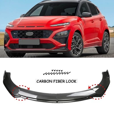 Carbon Fiber Style Front Bumper Lip Spoiler Splitter Body Kit For Hyundai Kona Foto 1 de 4