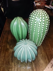 Desert Cactus Ikea SJALSLIGT Ceramic Green Cactus Decoration Set Of 3  - Picture 1 of 4