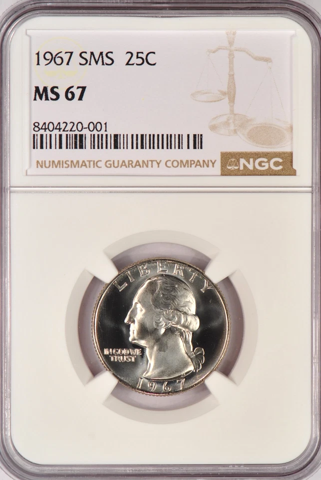 1967 SMS Washington Quarter NGC MS 67 SP67 Gem Coin 25C - Image 1 of 2