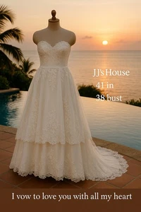 JJ’s House Strapless Embroidered Wedding Dress | White | Bridal | Preloved - Picture 1 of 16