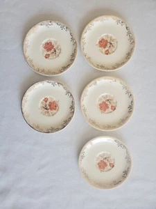 5 Vintage Empress Orange Rose Sears Roebuck 22 ct. Gold Saucer Plate 5.5” - Picture 1 of 7