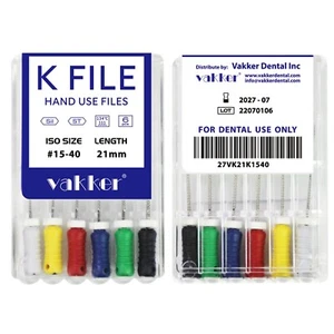Vakker endodóntica dental lima K conducto radicular uso manual archivos K 31/25/21 mm - Imagen 1 de 38