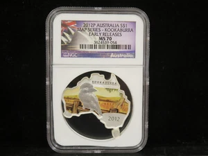 2012 Australian Map Kookaburra 1 Oz Silver Coin NGC MS 70 Eearly Releases - Picture 1 of 4