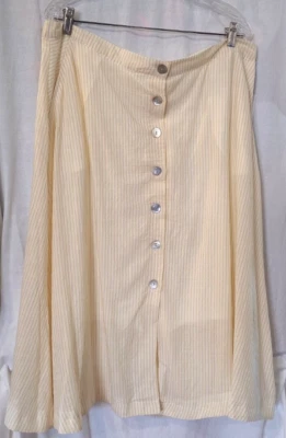 Falda Completa Colección NY Mujer Amarilla Rayas Longitud Media Talla 1X Nueva Con Etiquetas  Foto 1 de 4