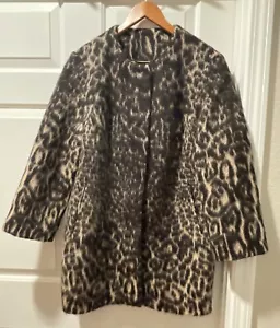 Les Copains Italy Alpaca Blend Coat Jacket Leopard Rare Classy No Size Tag L XL? - Picture 1 of 21