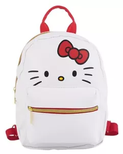 Sanrio Hello Kitty Bow Face White Faux Leather Mini Backpack Purse Bag - Picture 1 of 2
