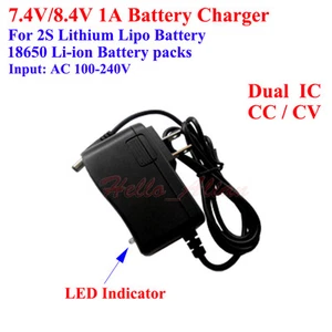 2S 7.4V 8.4V 1A AC/DC Charger Adapter for 18650 Lithium Li-ion Battery Cell 7.2V - Picture 1 of 3