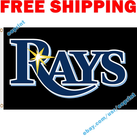 Deluxe Tampa Bay Rays Logo BLACK Flag Banner 3x5 MLB 2022 Fan Home Decor NEW Cover