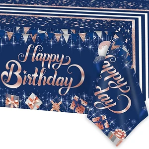 Happy Birthday Tischdecke - Blaue Party Einweg Tischdecke für Mädchen und Jungen - Bild 1 von 7