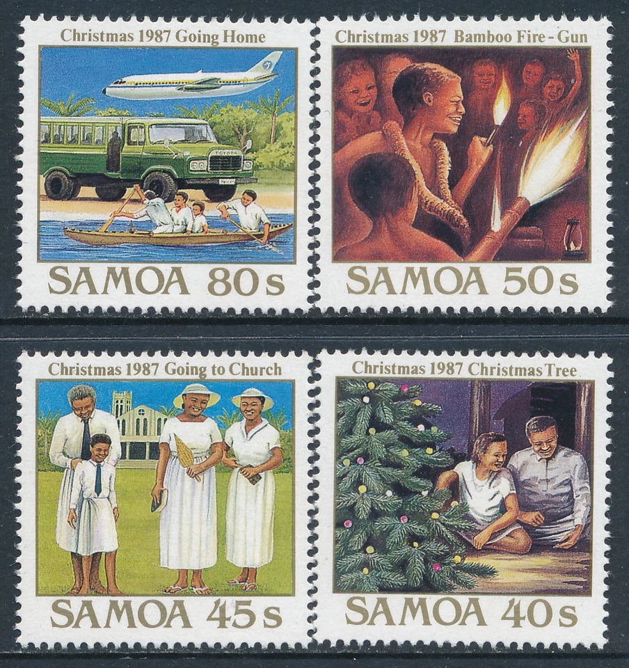 1987 SAMOA CONJUNTO DE 4 NATAL EM PERFEITO ESTADO, SEM MARCA DE CHARNEIRA - Imagem 1 de 1