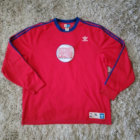 Adidas Detroit Pistons Red Long Sleeve 2XL Crewneck Sweater NBA World Champions Cover