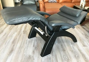 Gray Leather PC LIVE PC-610 Human Touch Zero Gravity Perfect Chair Recliner Blk - Picture 1 of 12