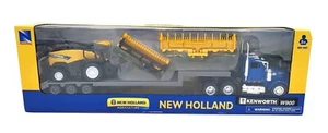 NewRay New Holland Agriculture Blue Kenworth W900 With Tractor and Trailer - Picture 1 of 4