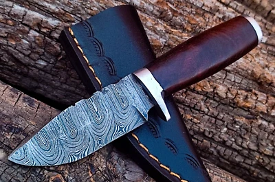 SHARD®™ CUSTOM HAND FORGED Damascus Steel EDC Mini Neck Survival Knife W/Sheath - Image 1 of 4