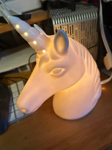 White Ceramic Unicorn Head Night Light Lamp Target Accents - Picture 1 of 2