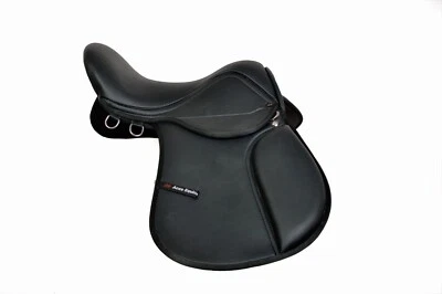 ACES EQUINE KUNSTLEDER ALLZWECK PFERDESATTEL SCHWARZ FARBE 14,15, 16,17 & 18 SITZE