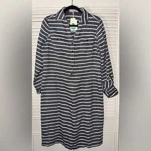 Boden Damen Hemdblusenkleid gestreift Leinen Größe 6L *OHNE GÜRTEL/SCHÄRPE* - Bild 1 von 11