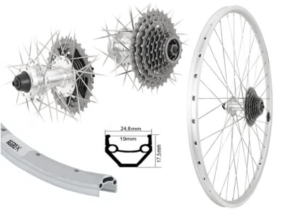 AGGRO-X 28" Hinterrad 19-622 Laufrad Disk 6-Loch Felgenbremse + 8 Fach Zahnkranz 24 Gang