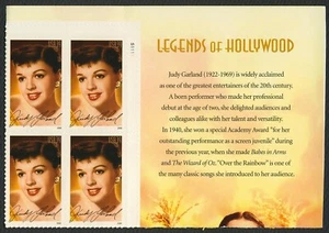 #4077 39c Judy Garland, Plate Block [S1111 UR] Mint **ANY 5=FREE SHIPPING** - Picture 1 of 1