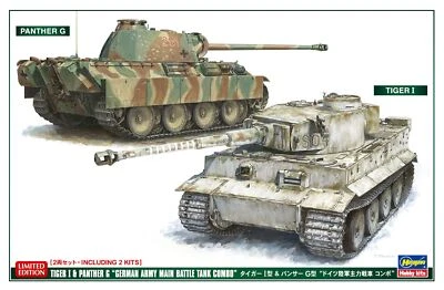 Tiger I & Panther G  2 Kits In Box 1:72 Plastic Model Kit HASEGAWA - Immagine 1 di 4