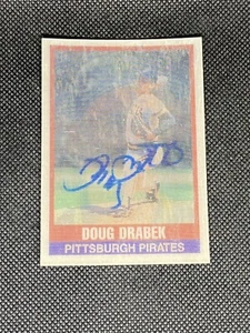 Carta auto firmata Doug Drabek Pittsburgh Pirates 1989 Sportflics #27 ~ COA - Foto 1 di 3
