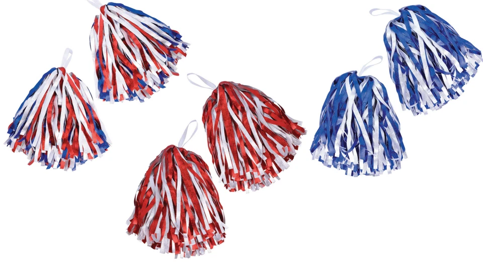 x 2 Pom Poms Cheerleader Dancing Deluxe Cheerleading Fancy Dress Accessory Kids - Image 1 of 1