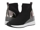 Michael Kors Skyler Booties Wedge Sneakers Pull-on Black Stretchy Silver Sz 8,10