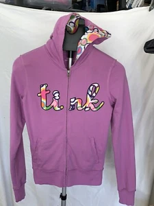 Disney Parks Embroidered hoodie tinkerbell zip hoodie Pink long sleeve women XS - Picture 1 of 5