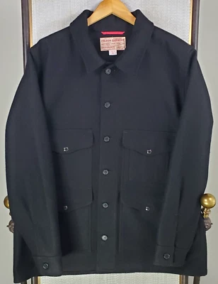 FILSON Mens Size 2XL 100% Virgin Wool Mackinaw Cruiser Jacket Black Made in USA - Image 1 of 4