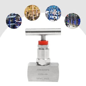 Needle Valve 6000 PSI Stainless Steel Straight Industrial Hydraulic 1/4" NPT - Picture 1 of 11
