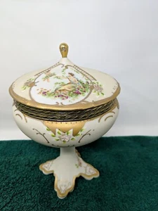  Rare Antique Dresser  Powder/ Trinket  Jar with Removable Pedestal - Picture 1 of 12