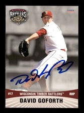DAVID GOFORTH SIGNED 2012 CHOICE WISCONSIN TIMBER RATTLERS #06 ON-CARD AUTO