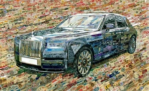 Wanddeko Geschenk Rolls Royce Kunst Collage - aus Zigarrenbändern - Bild 1 von 1