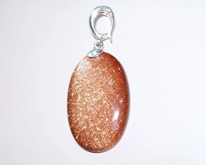 EXTRA SPARKLY GOLD SANDSTONE ENHANCER BALE HUGE DROP PENDANT STERLING SILVER QVC - Picture 1 of 1