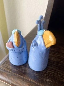 Vintage Whimsical Signed Loehz Pottery Ceramic Salt & Pepper Shaker Love Birds - Picture 1 of 9