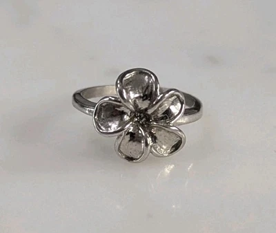 Anillo Kabana Flor Plata de Ley 925 Talla 5 Foto 1 de 4