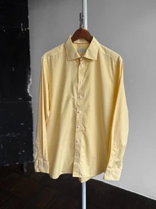Camicia elegante Eton da uomo in cotone giallo premium contemporanea manica... - Foto 1 di 4