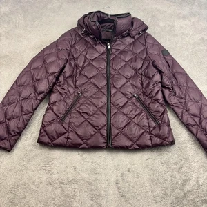 LRL Lauren Ralph Lauren Quilted Down Puffer Jacket Womens L Purple Winter Snow - Picture 1 of 18