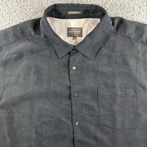 Quicksilver Waterman Shirt Men XXL Gray Floral Print Tropical Comfort Fit Button - Picture 1 of 15