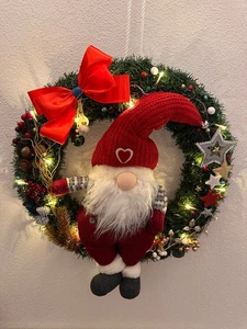 XXL Dekokranz Wichtel Türkranz Weihnachten Advent mit LED Beleuchtung 55 cm - Bild 1 von 7