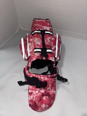 Small Dog life jacket, Pink Camp Adjustable Reflective with wings and Handle  - Image 1 of 4