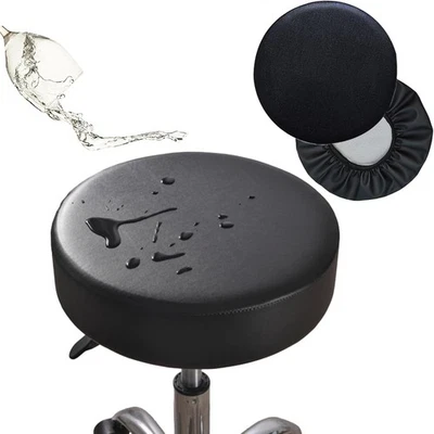 Paquete de 2 cubiertas redondas para taburete de bar resistentes al agua de 16-17 pulgadas (paquete de 2), negras  Foto 1 de 4