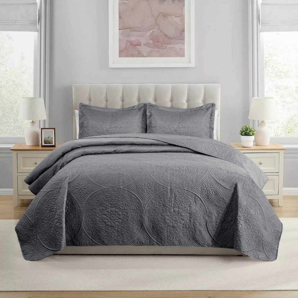 Juego de ropa de cama 3 piezas colcha floral acolchada doble completa/queen king size Foto 1 de 1