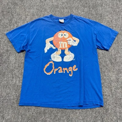 Camiseta M&M Para Hombre XL Azul Y2K Naranja Gráfico Años 90 De Gran Tamaño Manchado Foto 1 de 4