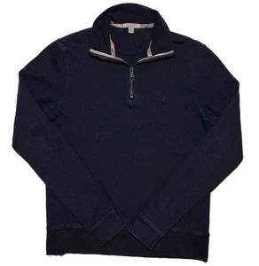 BURBERRY BRIT Men's 1/4 Zip Pullover Pima Cotton Solid Black Small S - Picture 1 of 11