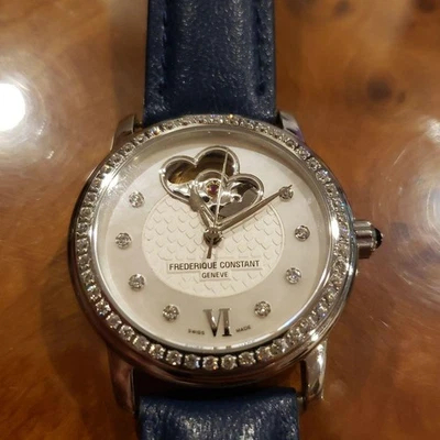 Frederique Constant Diamante Latido del Corazón Damas Reloj Automático Esfera Pantalla Trasera Foto 1 de 4