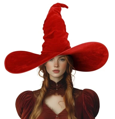 Witch Hat Halloween Red Witches Green for Women Adult Wizard 24-inch Large Ru... - Image 1 of 4