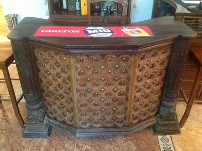 Ornate Wood & Brass Bar Unit - Image 1 of 4