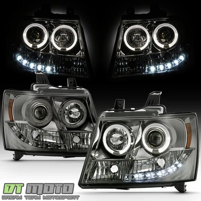 Faros proyectores LED Smoked 07-14 Suburban Tahoe Avalanche Halo 2011 2012 Foto 1 de 4